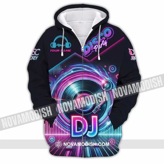 Unisex Shirt - Custom Disco Party DJ Shirt Zipper Hoodie / S T-shirt
