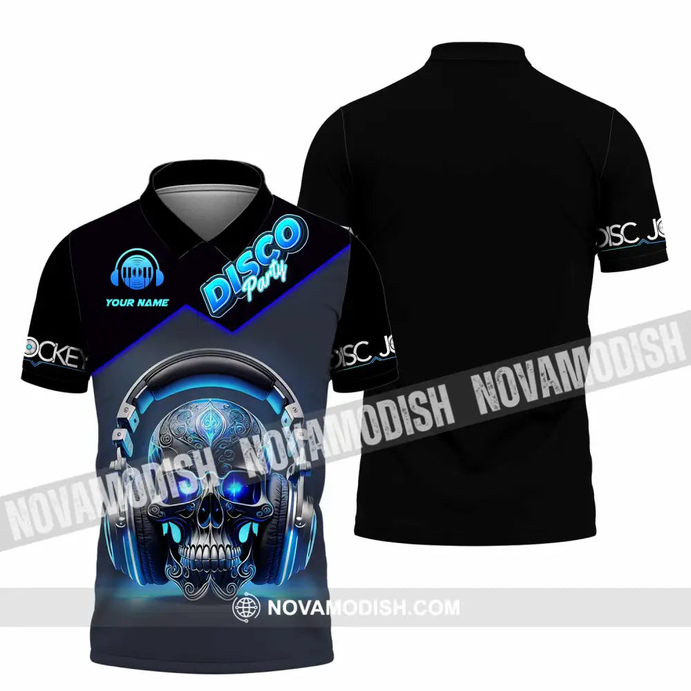 Unisex Shirt - Custom Disco Party Skull Shirt Polo Shirt / S T-shirt
