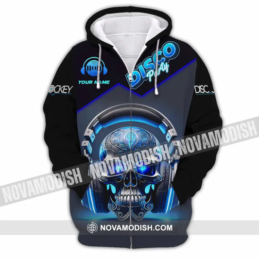 Unisex Shirt - Custom Disco Party Skull Shirt Zipper Hoodie / S T-shirt