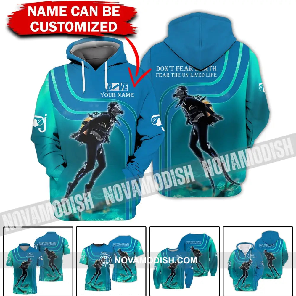 Unisex Shirt - Custom Dive Name T-Shirt - Personalized Hoodie Shirt - Scuba Diver T-shirt
