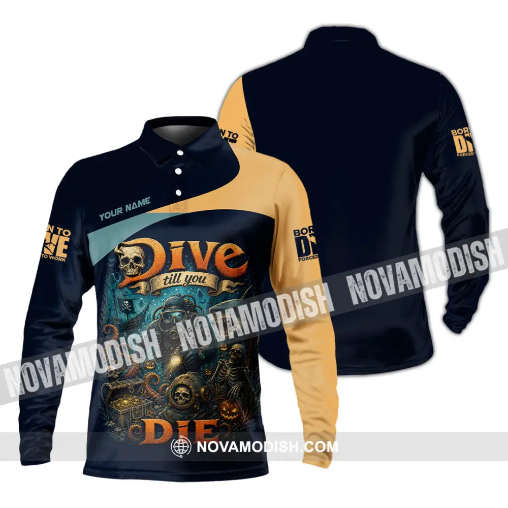 Unisex Shirt - Custom Dive Till You Die Shirt - Long Sleeve Polo / S - T-shirt