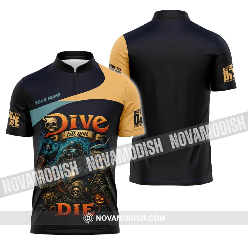 Unisex Shirt - Custom Dive Till You Die Shirt - Zipper Polo Shirt / S - T-shirt