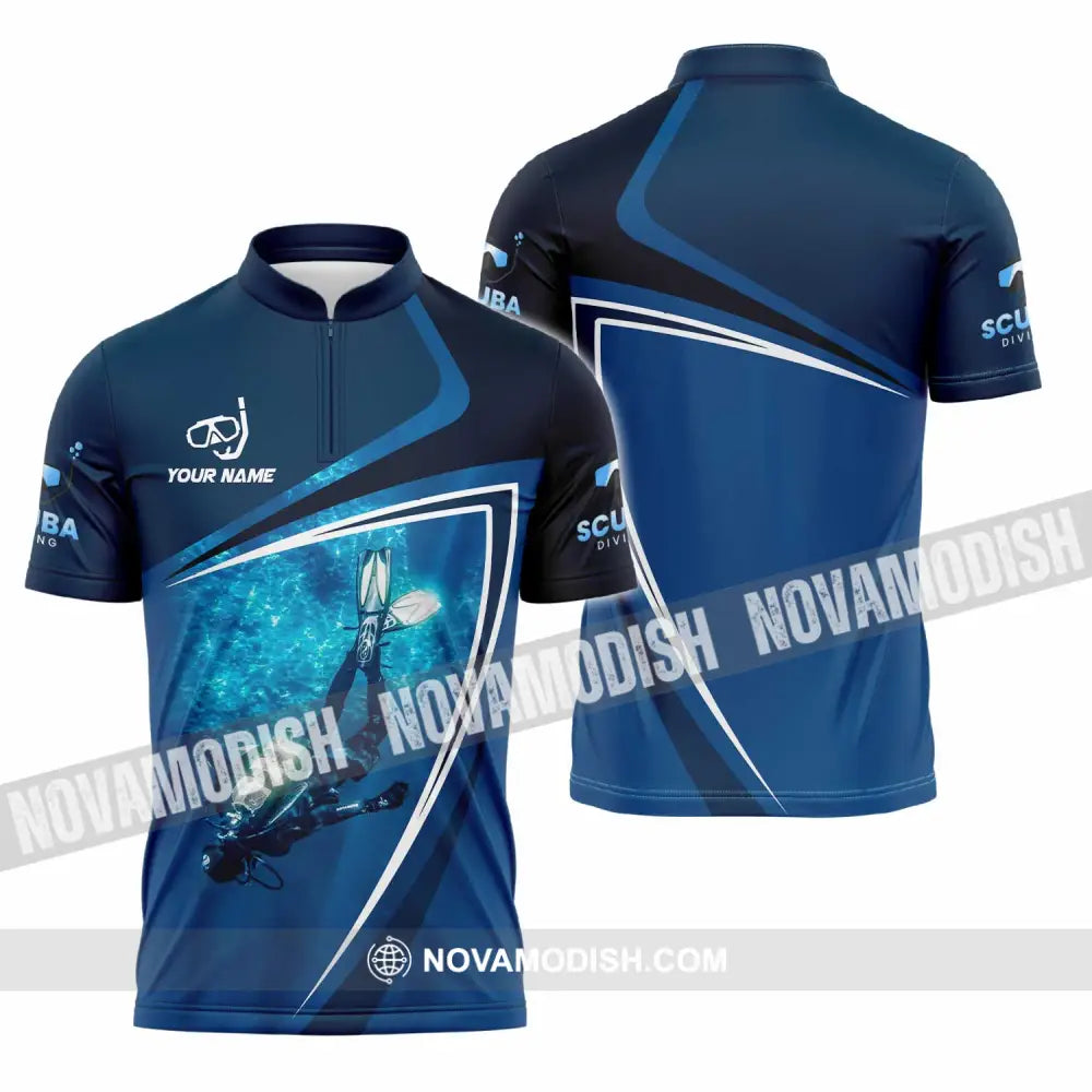 Unisex Shirt - Custom Diving 3D Shirt Zipper Polo Shirt / S T-shirt