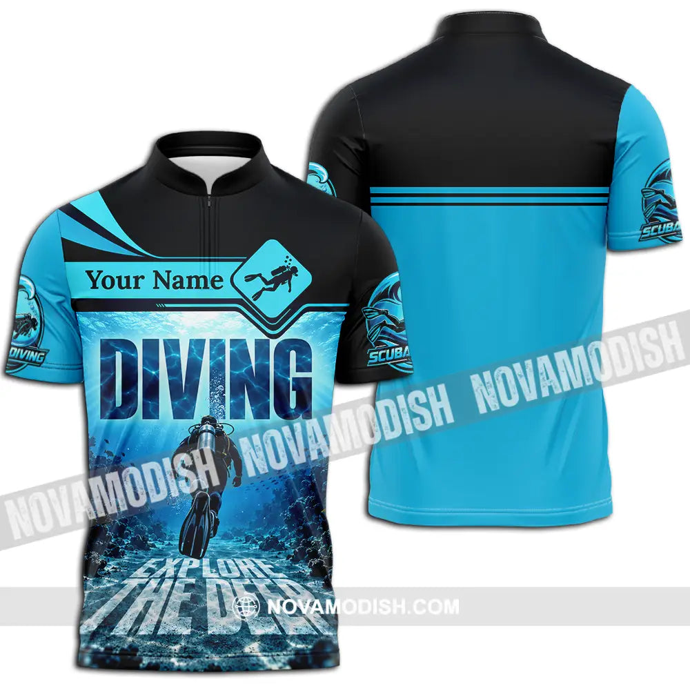 Unisex Shirt - Custom Diving Shirt - Zipper Polo Shirt / S - T-shirt