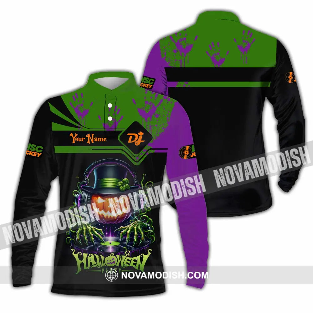 Unisex Shirt - Custom DJ Halloween Party Shirt Long Sleeve Polo / S T-shirt