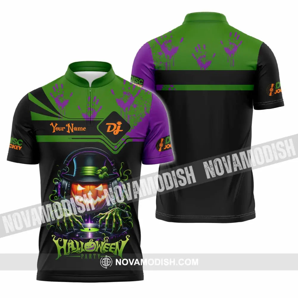 Unisex Shirt - Custom DJ Halloween Party Shirt Zipper Polo Shirt / S T-shirt