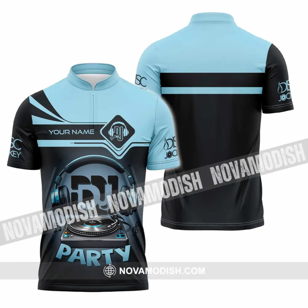 Unisex Shirt - Custom DJ Party Shirt Zipper Polo Shirt / S T-shirt