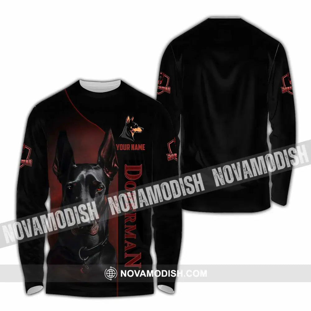 Unisex Shirt - Custom Dobermann Dog Shirt Long Sleeve Shirt / S T-shirt