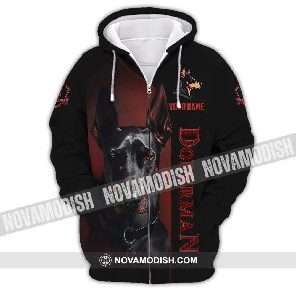 Unisex Shirt - Custom Dobermann Dog Shirt Zipper Hoodie / S T-shirt