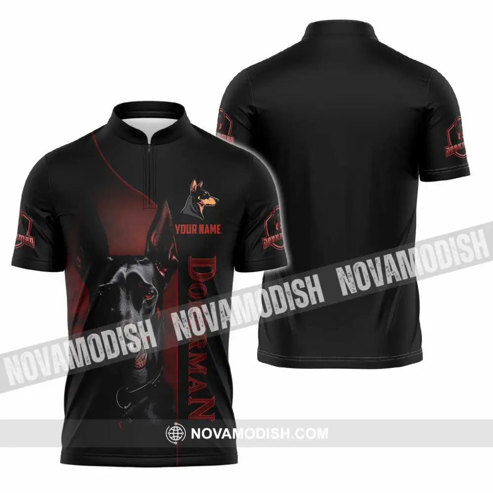 Unisex Shirt - Custom Dobermann Dog Shirt Zipper Polo Shirt / S T-shirt