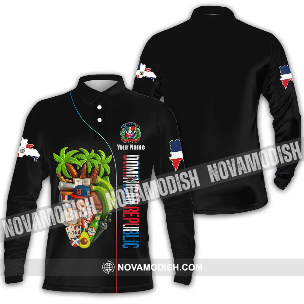 Unisex Shirt - Custom Dominican Republic Shirt Long Sleeve Polo / S T-shirt