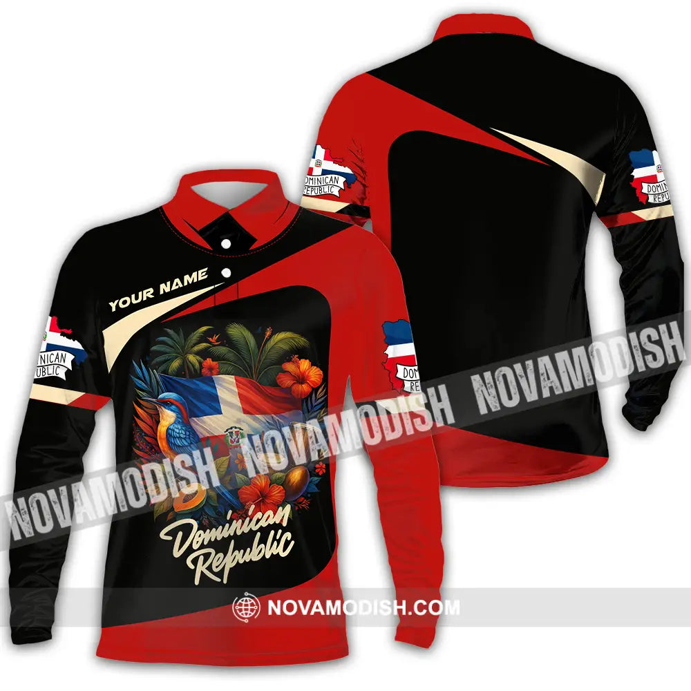 Unisex Shirt - Custom Dominican Republic Shirt Long Sleeve Polo / S T-shirt