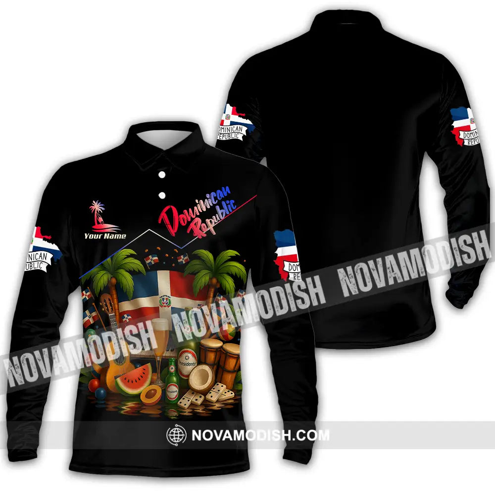 Unisex Shirt - Custom Dominican Republic Shirt Long Sleeve Polo / S T-shirt