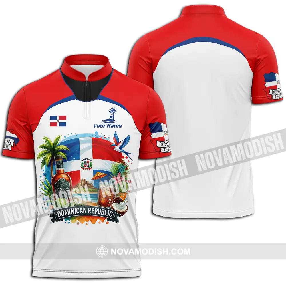 Unisex Shirt - Custom Dominican Republic Shirt Zipper Polo Shirt / S T-shirt
