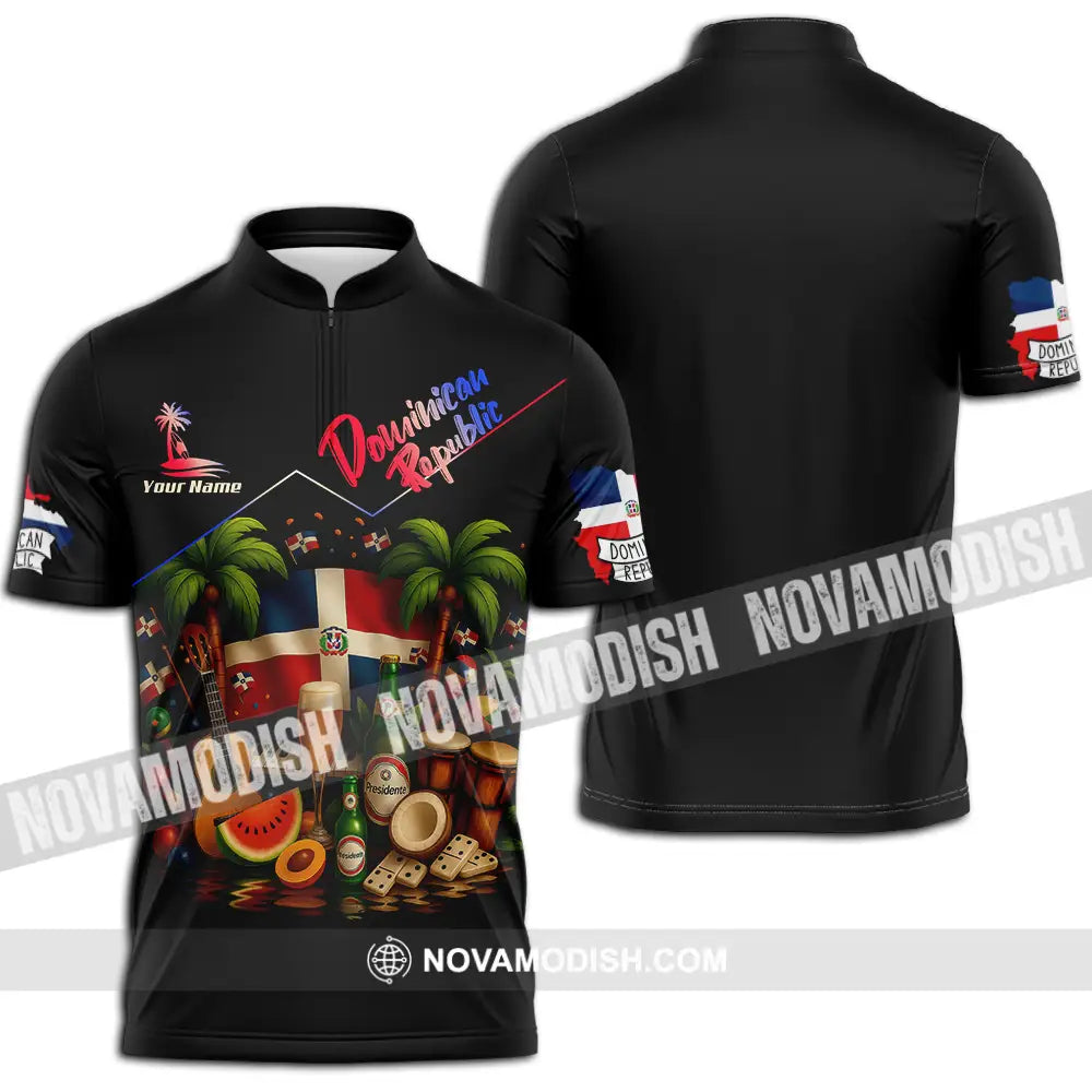 Unisex Shirt - Custom Dominican Republic Shirt Zipper Polo Shirt / S T-shirt