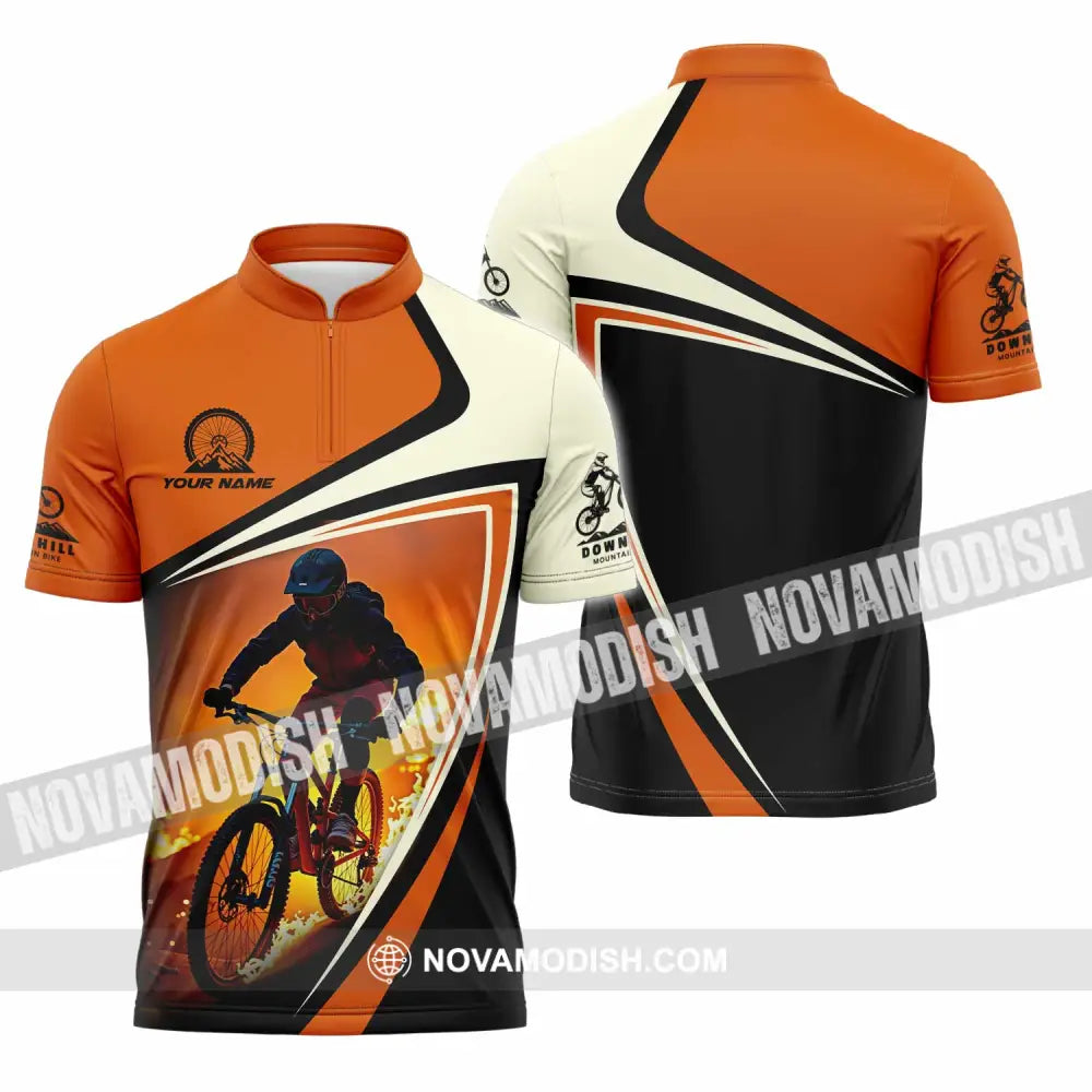 Unisex Shirt - Custom Downhill Mountain Bike Shirt Zipper Polo Shirt / S T-shirt