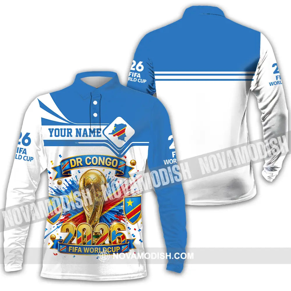 Unisex Shirt - Custom Dr Congo World Cup 2026 3D Shirt - Long Sleeve Polo / S - T-shirt