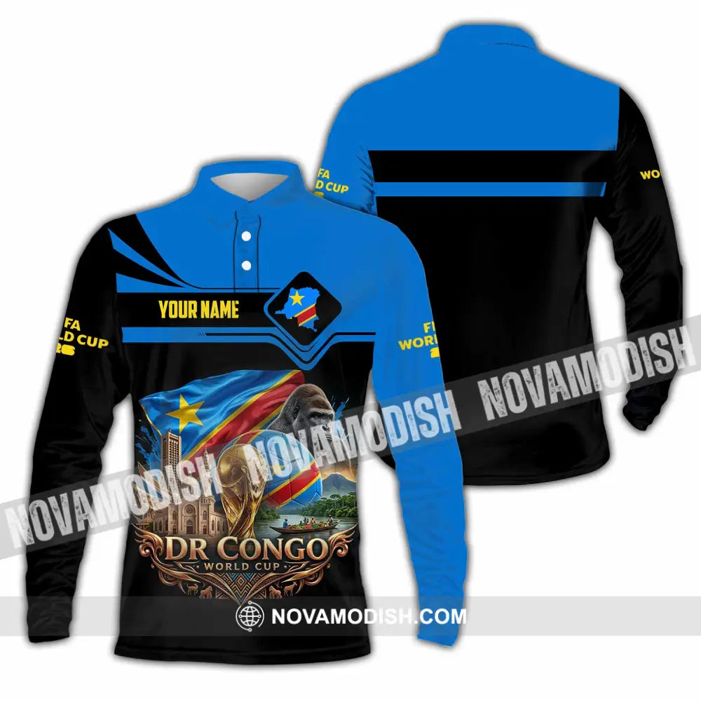 Unisex Shirt - Custom Dr Congo World Cup 2026 Shirt - Long Sleeve Polo / S - T-shirt