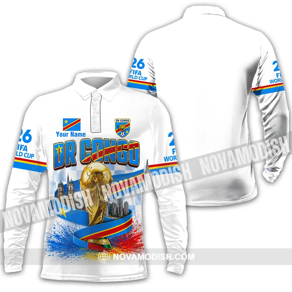 Unisex Shirt - Custom Dr Congo World Cup 2026 Shirt - Long Sleeve Polo / S - T-shirt