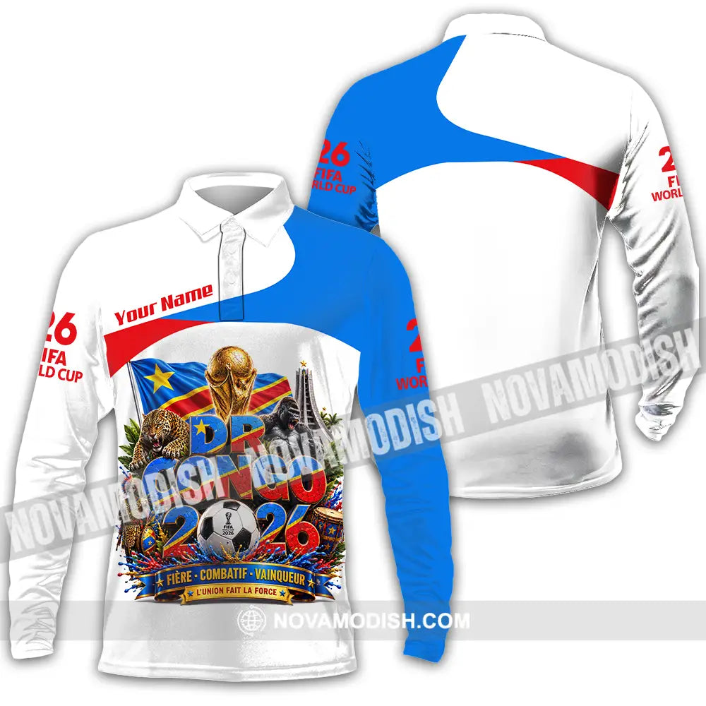 Unisex Shirt - Custom Dr Congo World Cup 2026 Shirt - Long Sleeve Polo / S - T-shirt
