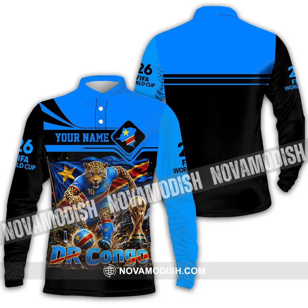Unisex Shirt - Custom Dr Congo World Cup 2026 Shirt - Long Sleeve Polo / S - T-shirt