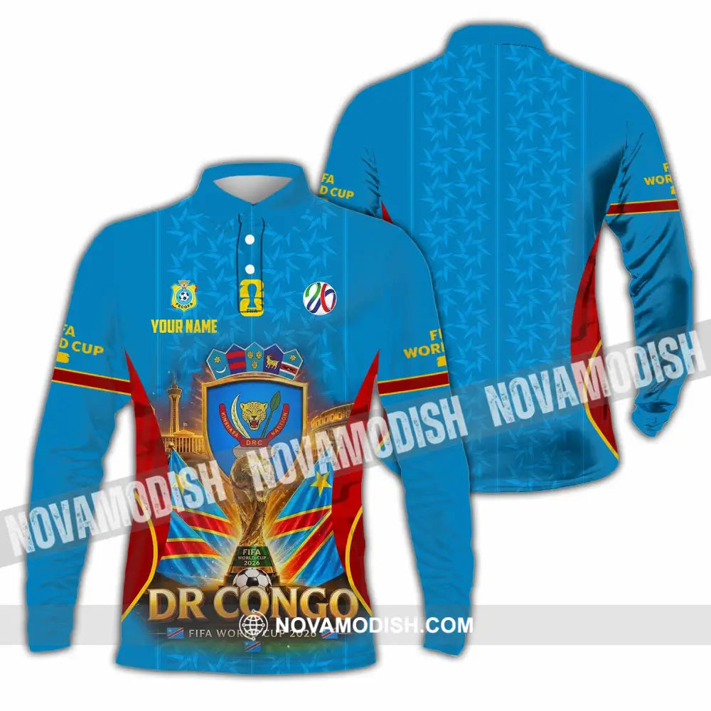 Unisex Shirt - Custom Dr Congo World Cup 2026 Shirt - Long Sleeve Polo / S - T-shirt
