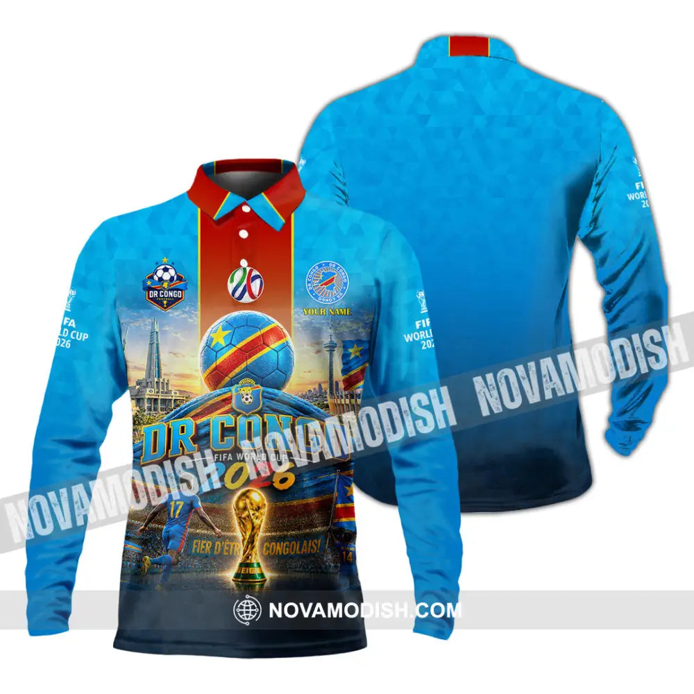 Unisex Shirt - Custom Dr Congo World Cup 2026 Shirt - Long Sleeve Polo / S - T-shirt