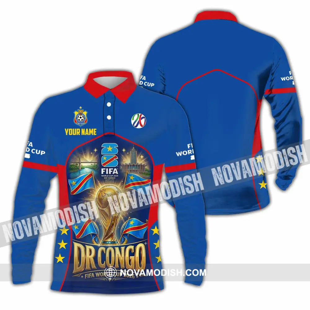 Unisex Shirt - Custom Dr Congo World Cup 2026 Shirt - Long Sleeve Polo / S - T-shirt