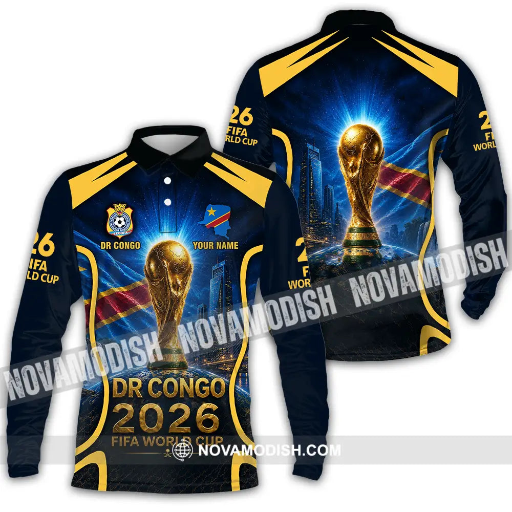 Unisex Shirt - Custom Dr Congo World Cup 2026 Shirt - Long Sleeve Polo / S - T-shirt