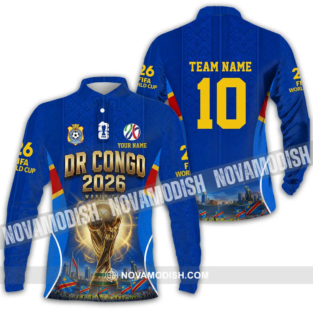 Unisex Shirt - Custom Dr Congo World Cup 2026 Shirt - Long Sleeve Polo / S - T-shirt