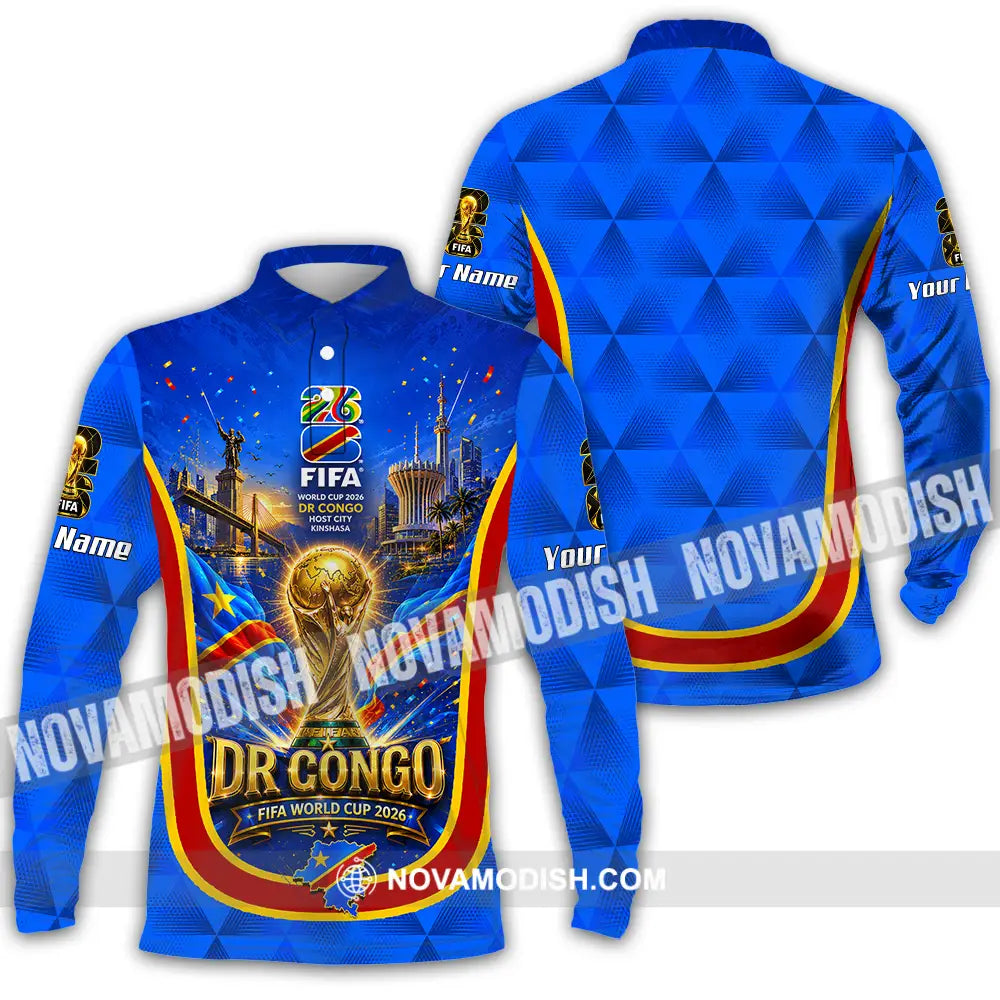 Unisex Shirt - Custom Dr Congo World Cup 2026 Shirt - Long Sleeve Polo / S - T-shirt