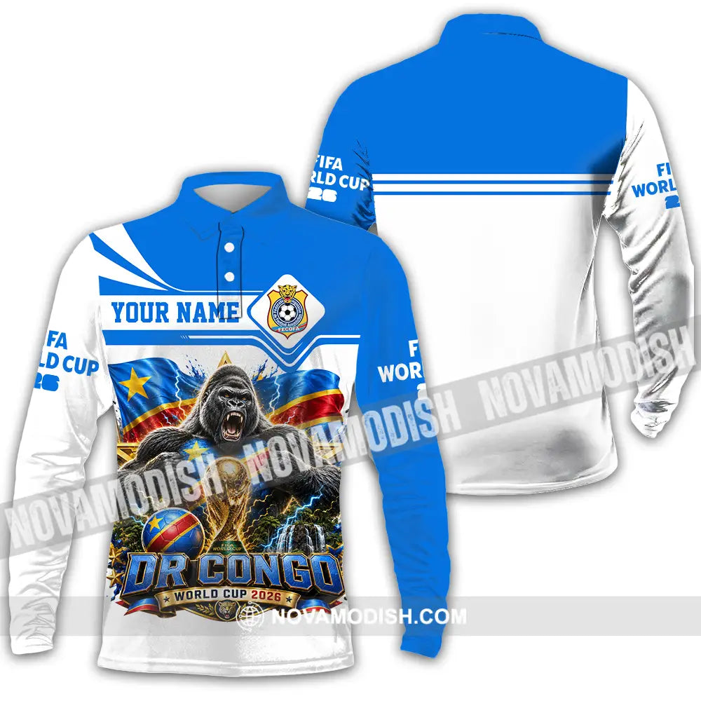 Unisex Shirt - Custom Dr Congo World Cup 2026 Shirt - Long Sleeve Polo / S - T-shirt