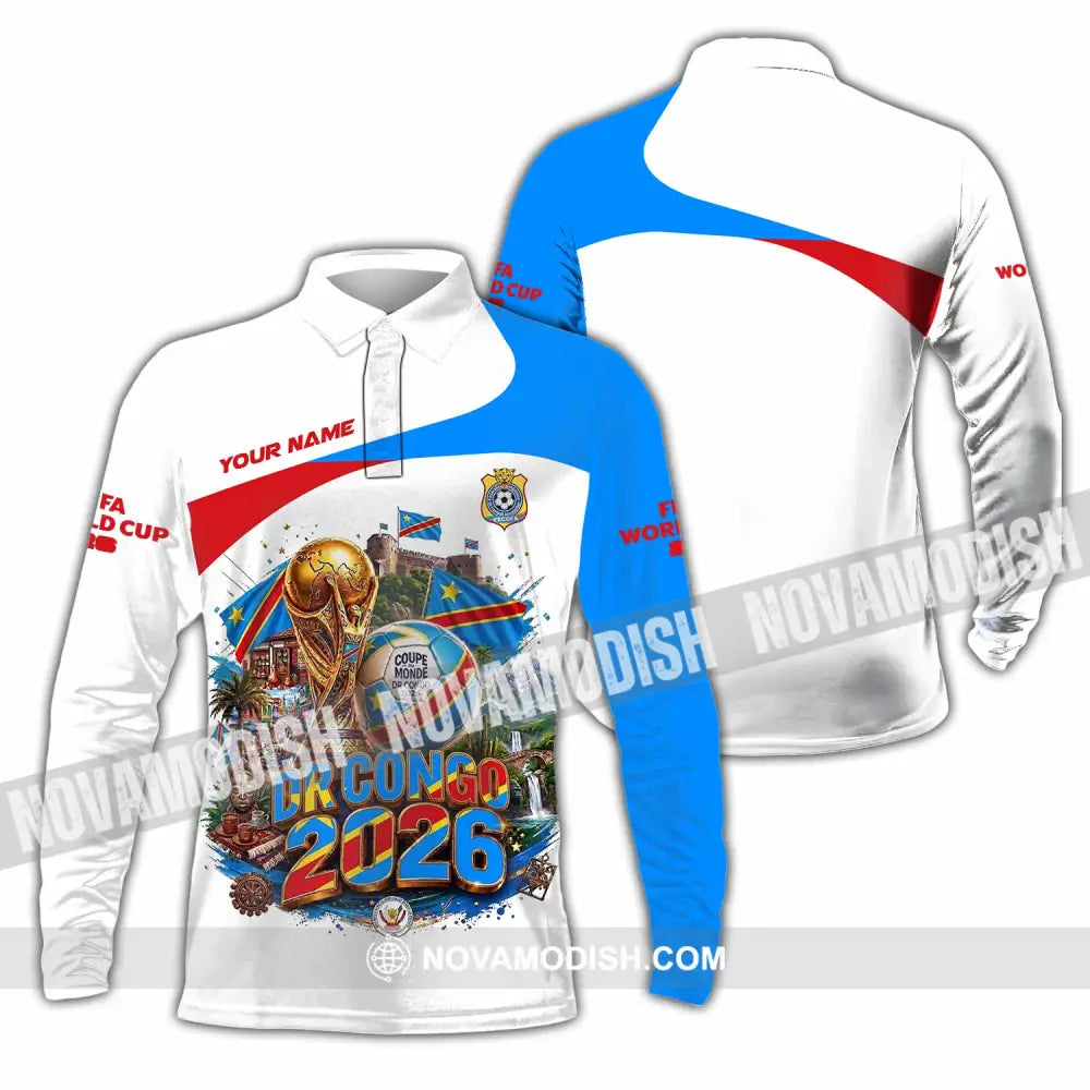 Unisex Shirt - Custom Dr Congo World Cup 2026 Shirt - Long Sleeve Polo / S - T-shirt