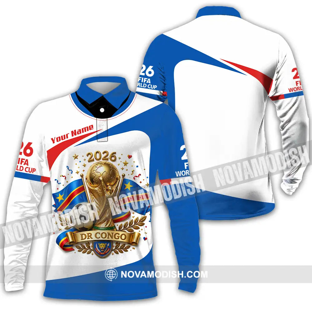 Unisex Shirt - Custom Dr Congo World Cup 2026 Shirt - Long Sleeve Polo / S - T-shirt