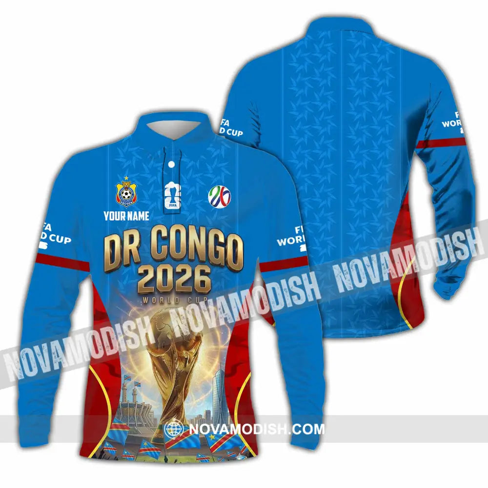 Unisex Shirt - Custom Dr Congo World Cup 2026 Shirt - Long Sleeve Polo / S - T-shirt