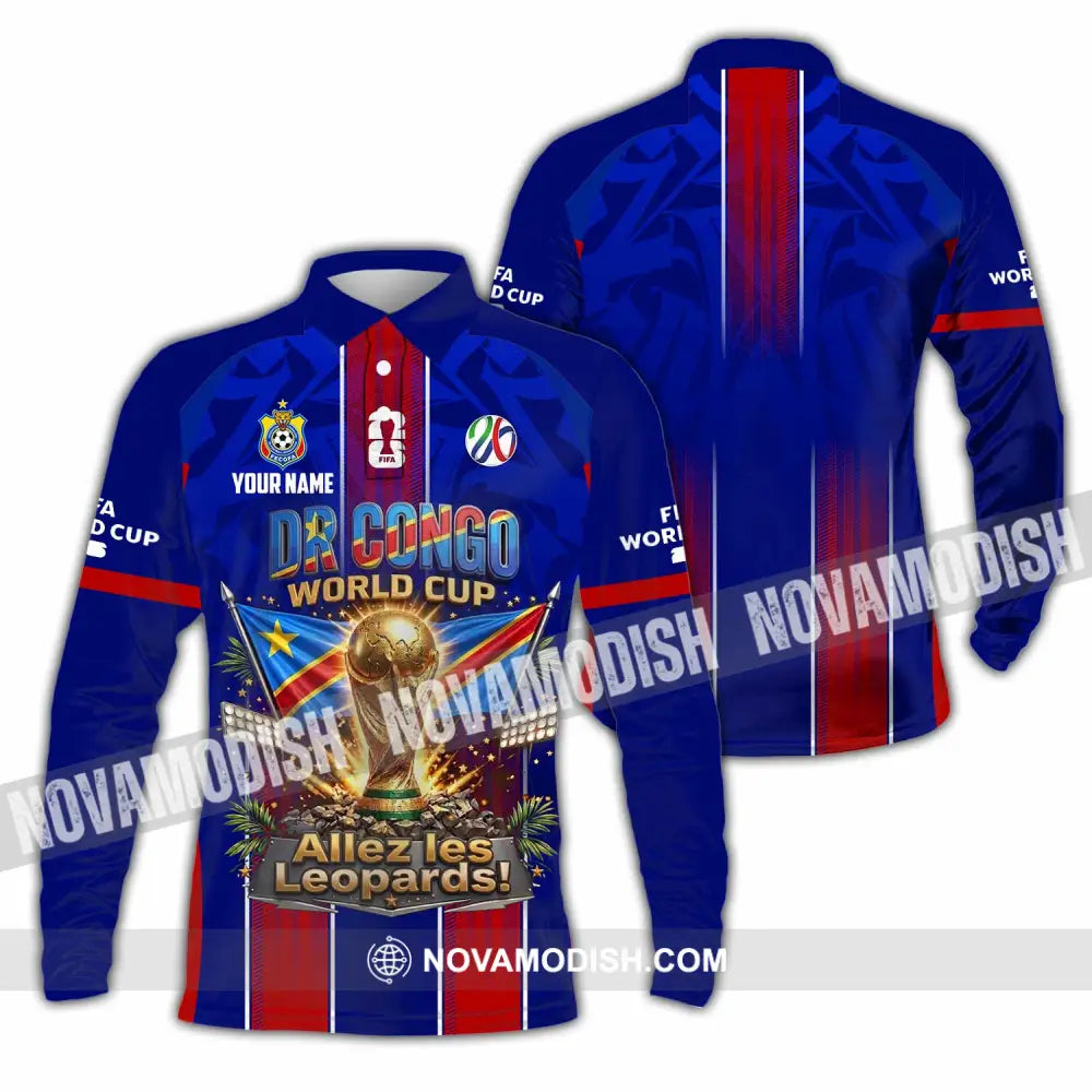 Unisex Shirt - Custom Dr Congo World Cup 2026 Shirt - Long Sleeve Polo / S - T-shirt