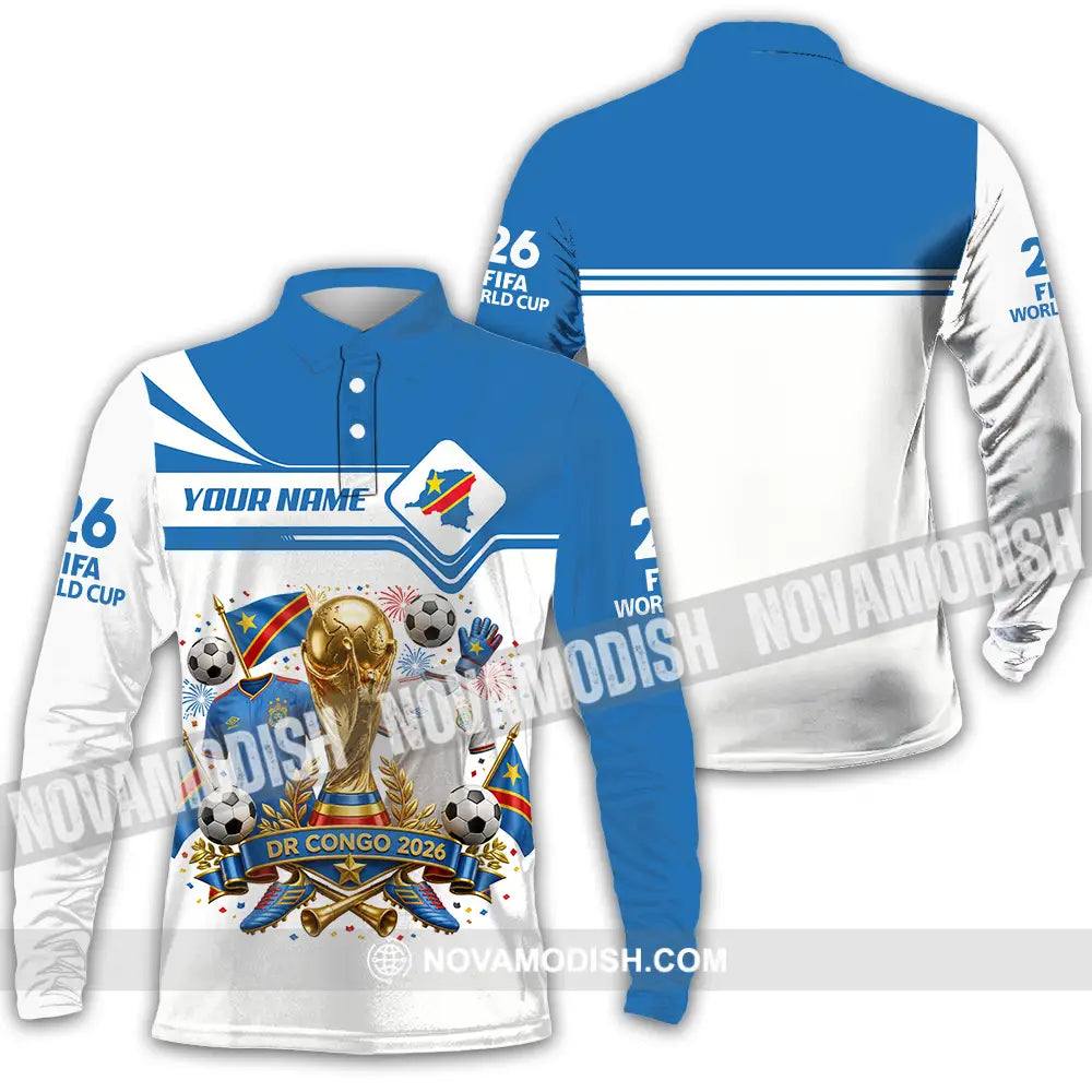 Unisex Shirt - Custom Dr Congo World Cup 2026 Shirt - Long Sleeve Polo / S - T-shirt