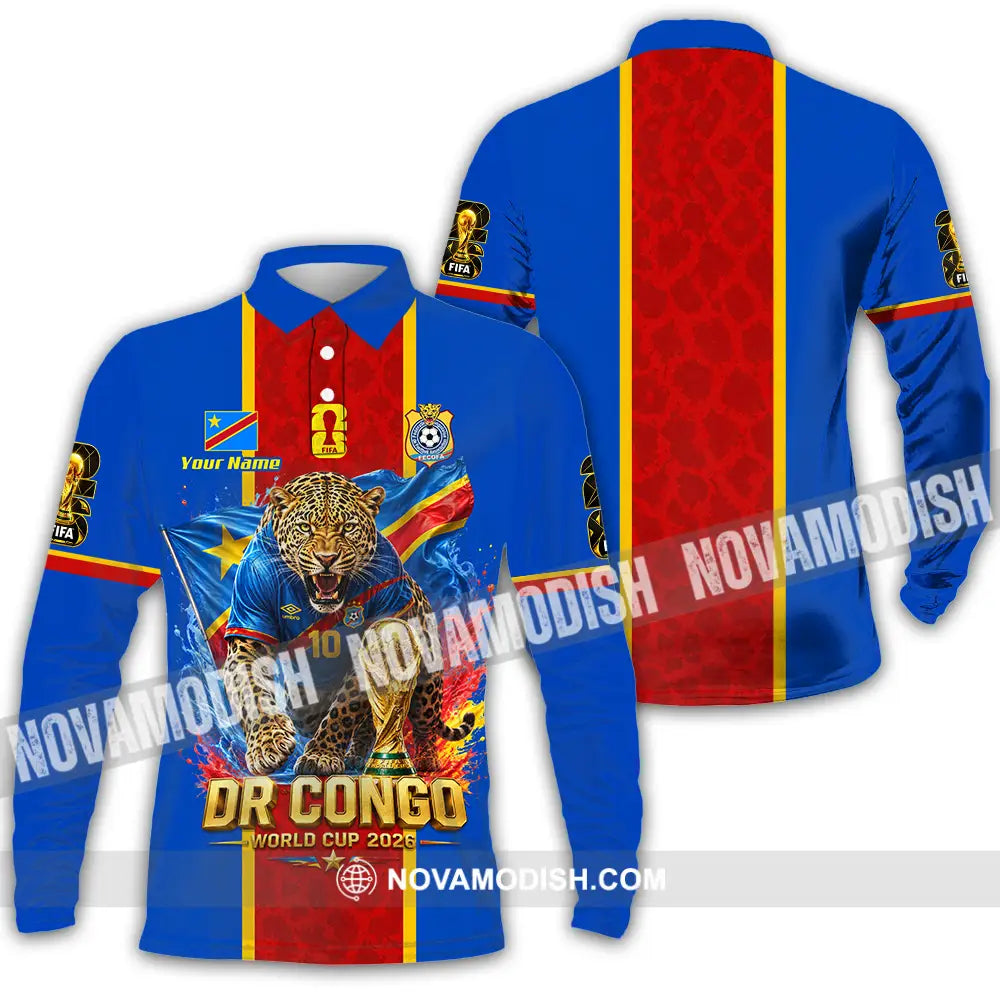 Unisex Shirt - Custom Dr Congo World Cup 2026 Shirt - Long Sleeve Polo / S - T-shirt
