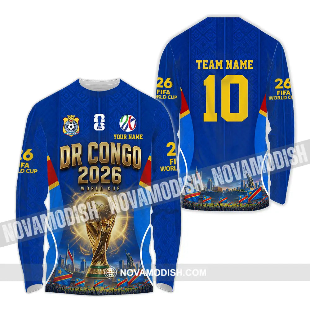Unisex Shirt - Custom Dr Congo World Cup 2026 Shirt - Long Sleeve Shirt / S - T-shirt