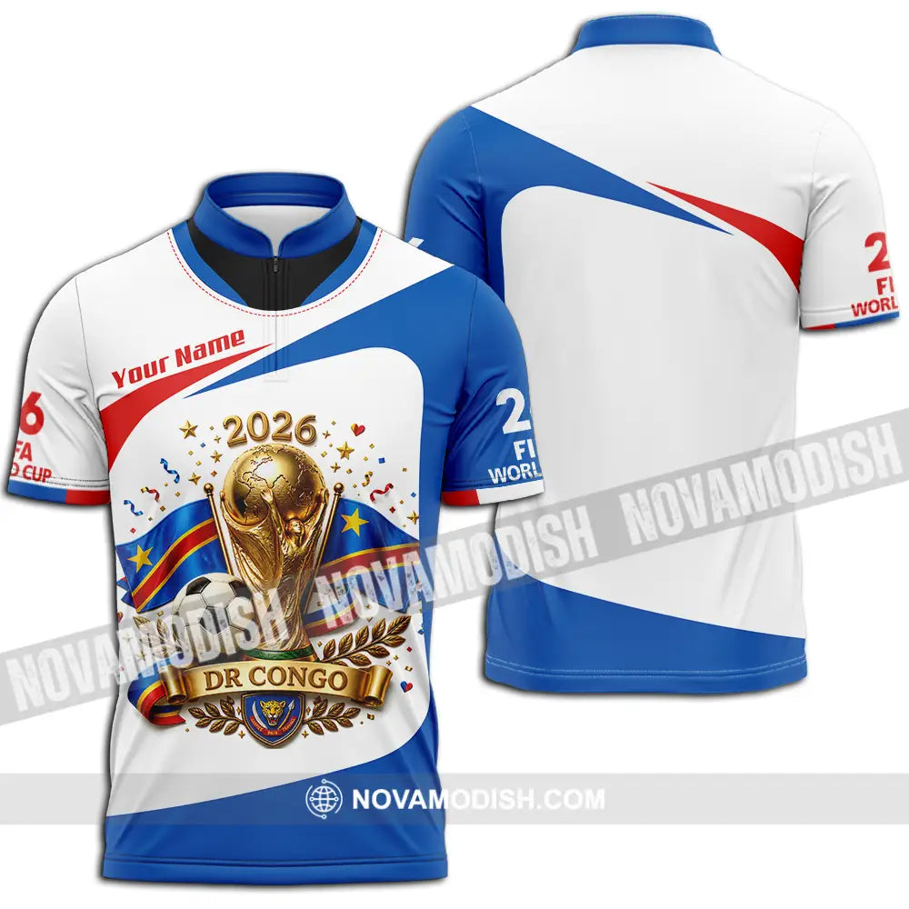 Unisex Shirt - Custom Dr Congo World Cup 2026 Shirt - Zipper Polo Shirt / S - T-shirt