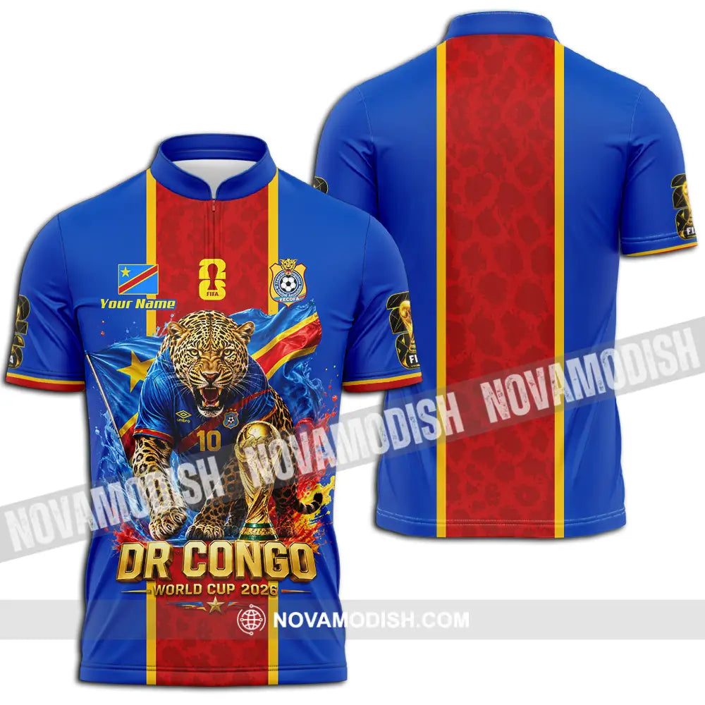 Unisex Shirt - Custom Dr Congo World Cup 2026 Shirt - Zipper Polo Shirt / S - T-shirt