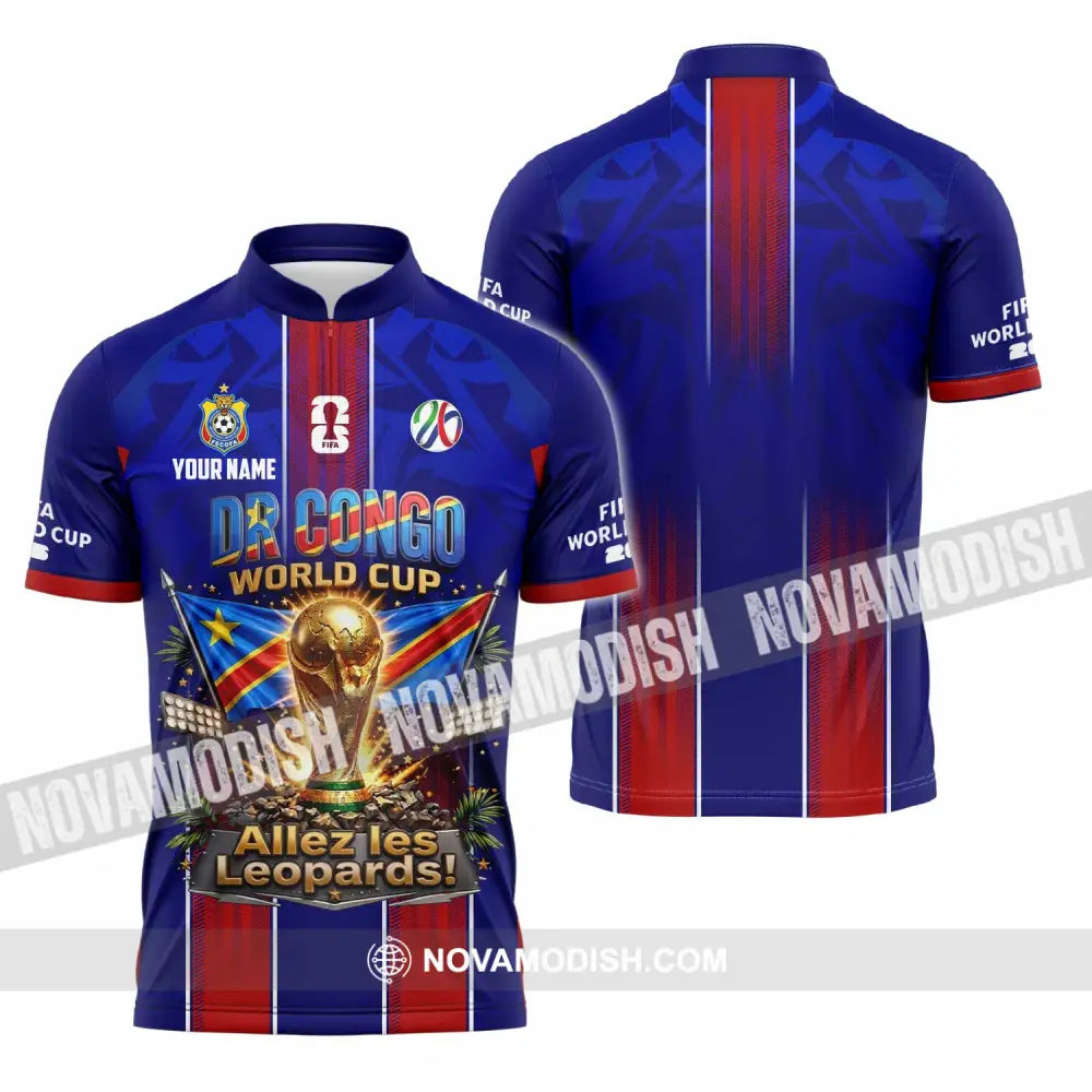 Unisex Shirt - Custom Dr Congo World Cup 2026 Shirt - Zipper Polo Shirt / S - T-shirt