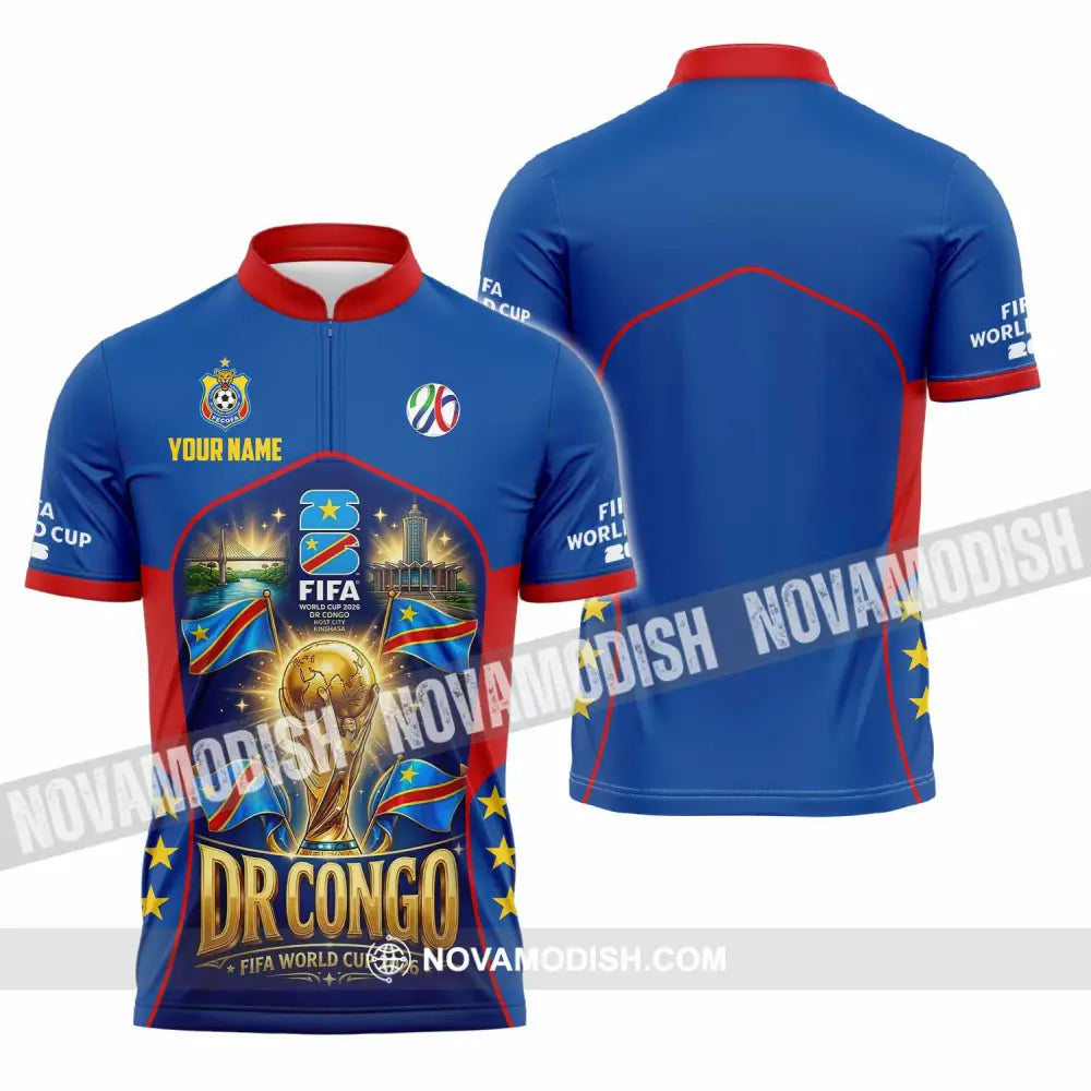 Unisex Shirt - Custom Dr Congo World Cup 2026 Shirt - Zipper Polo Shirt / S - T-shirt