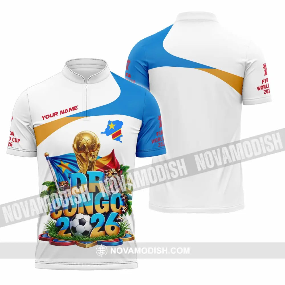 Unisex Shirt - Custom Dr Congo World Cup 2026 Shirt - Zipper Polo Shirt / S - T-shirt