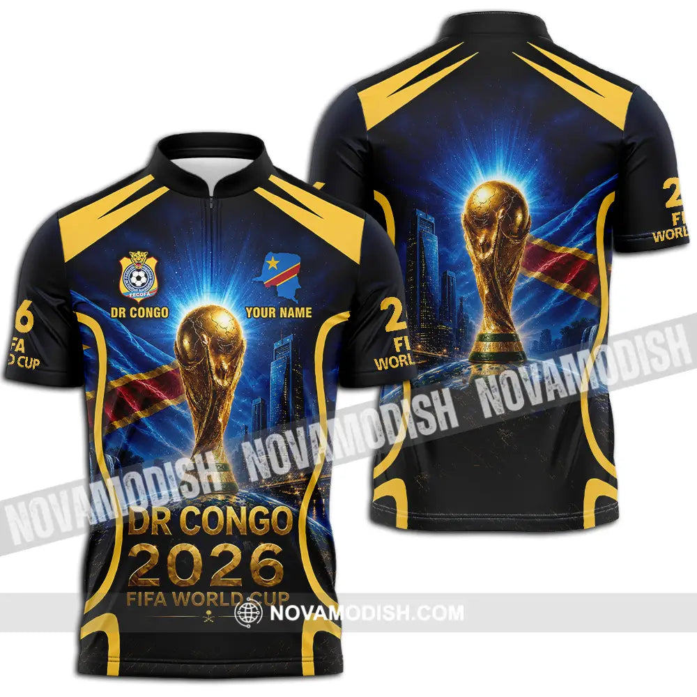 Unisex Shirt - Custom Dr Congo World Cup 2026 Shirt - Zipper Polo Shirt / S - T-shirt