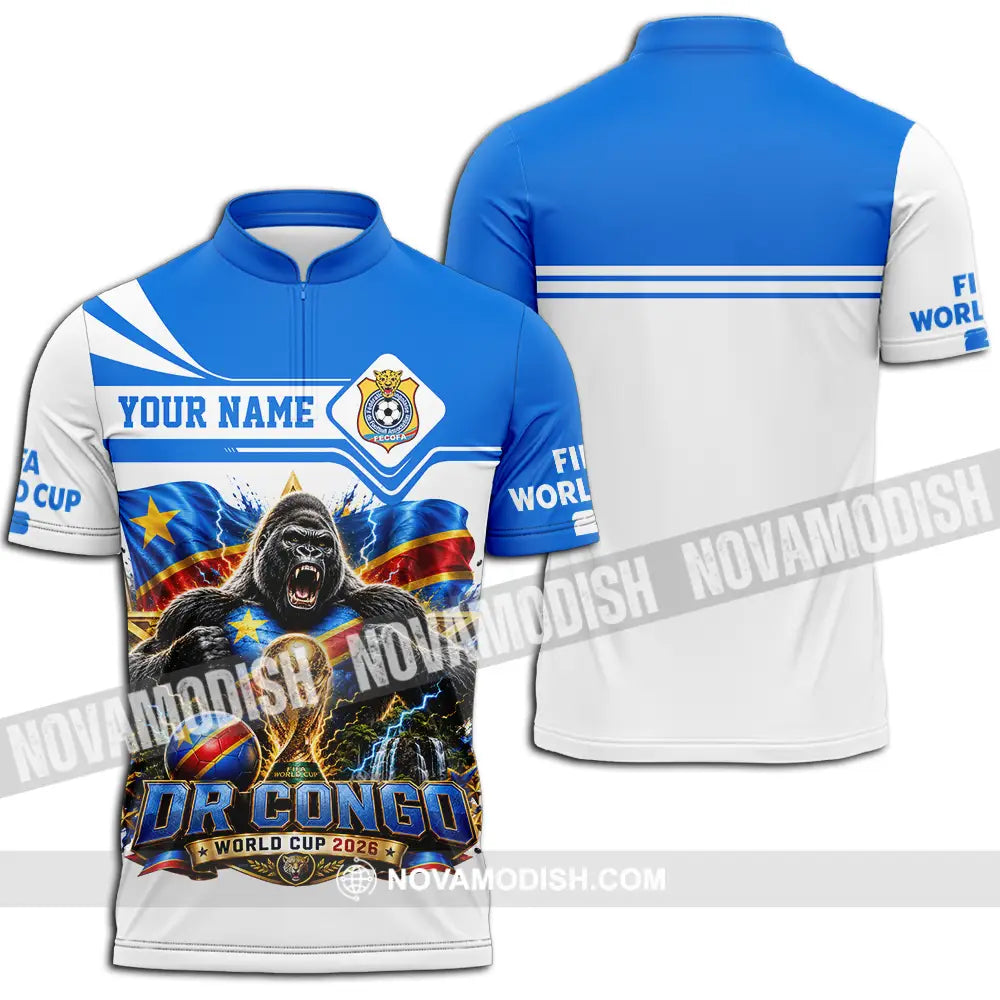 Unisex Shirt - Custom Dr Congo World Cup 2026 Shirt - Zipper Polo Shirt / S - T-shirt