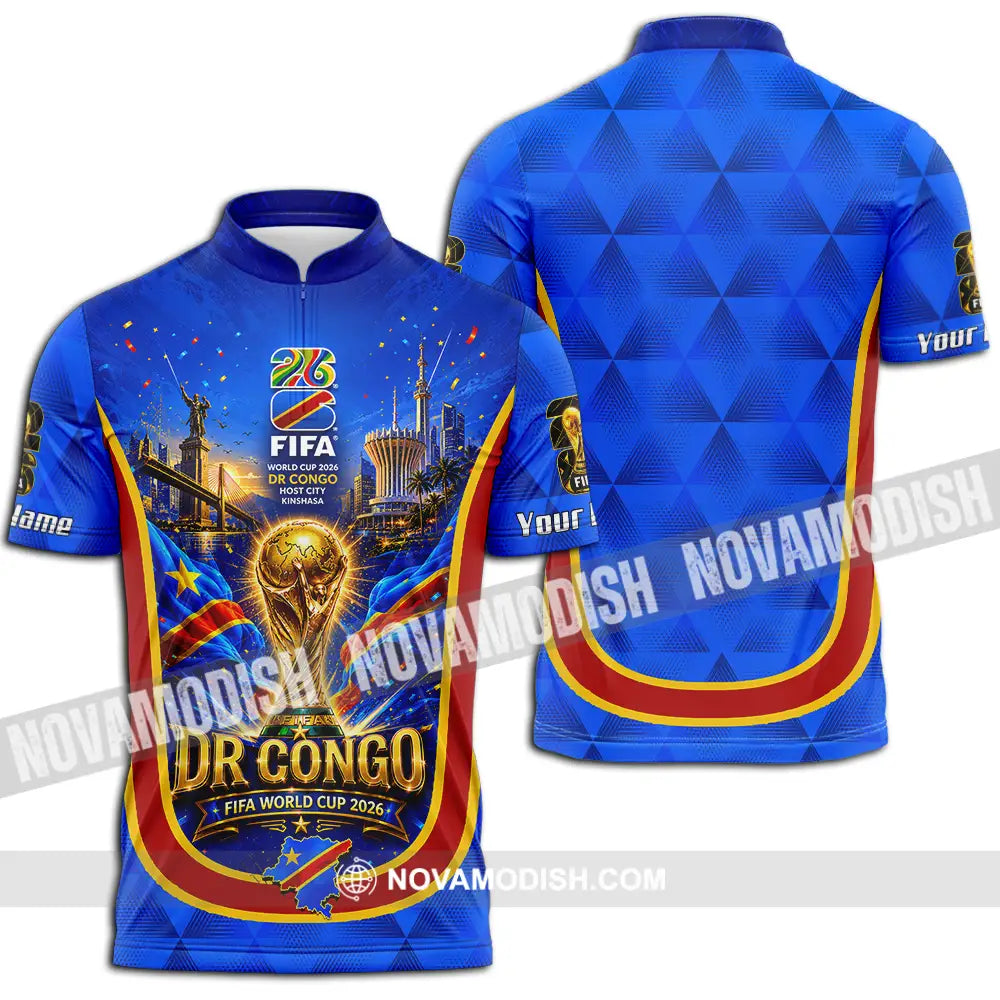 Unisex Shirt - Custom Dr Congo World Cup 2026 Shirt - Zipper Polo Shirt / S - T-shirt
