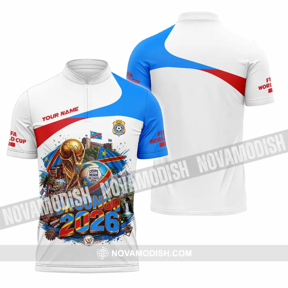Unisex Shirt - Custom Dr Congo World Cup 2026 Shirt - Zipper Polo Shirt / S - T-shirt