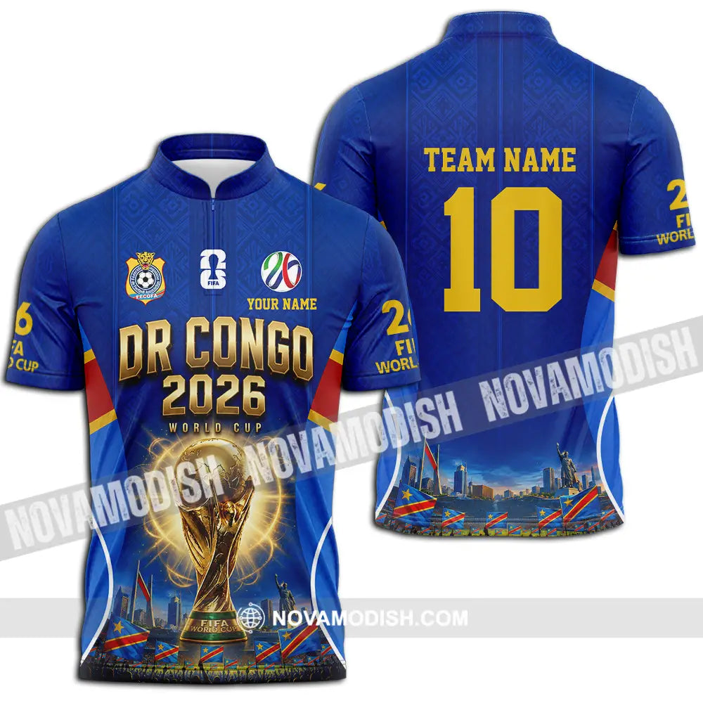 Unisex Shirt - Custom Dr Congo World Cup 2026 Shirt - Zipper Polo Shirt / S - T-shirt