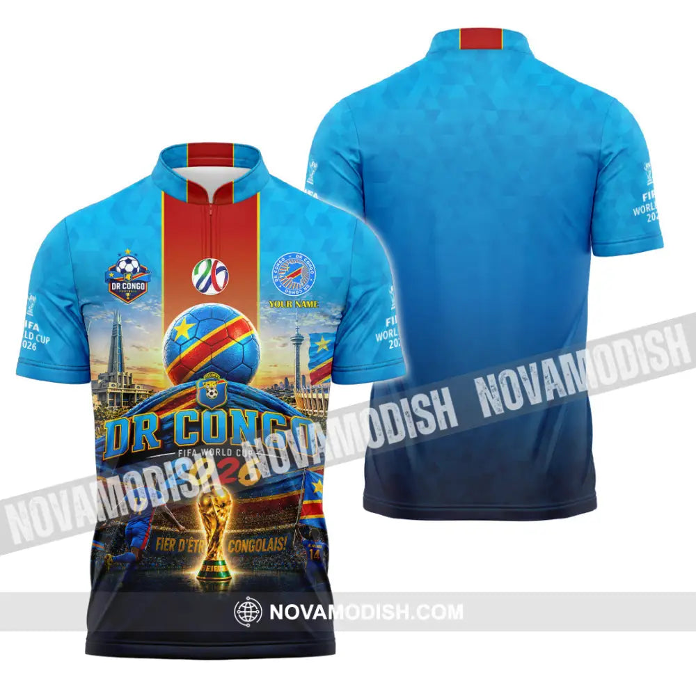 Unisex Shirt - Custom Dr Congo World Cup 2026 Shirt - Zipper Polo Shirt / S - T-shirt